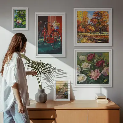 Conjunto de cuadros decorativos con diseño de bicicletas con flores