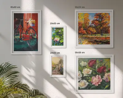 Conjunto de cuadros decorativos con diseño de bicicletas con flores