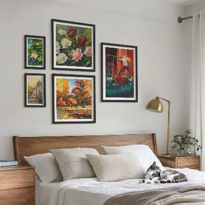 Conjunto de cuadros decorativos con diseño de bicicletas con flores