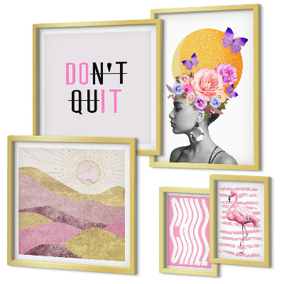 Set de 5 cuadros para salón Inspiraciones florales de estilo bohemio