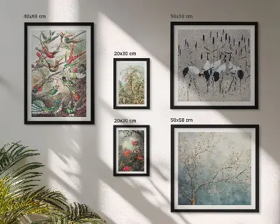 Conjunto de cuadros decorativos con diseño de aves tropicales antiguas