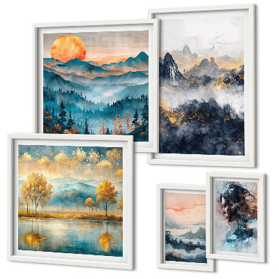 Pared galería de arte Paisajes de montaña y retratos