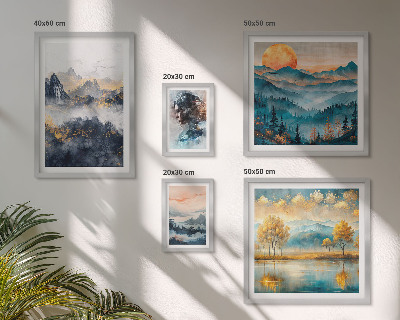 Pared galería de arte Paisajes de montaña y retratos