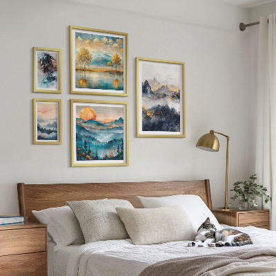 Pared galería de arte Paisajes de montaña y retratos