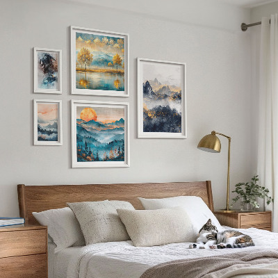 Pared galería de arte Paisajes de montaña y retratos