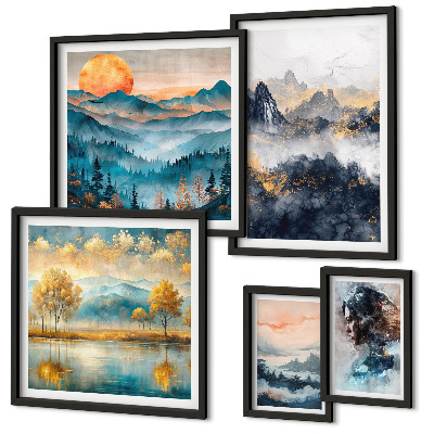 Pared galería de arte Paisajes de montaña y retratos