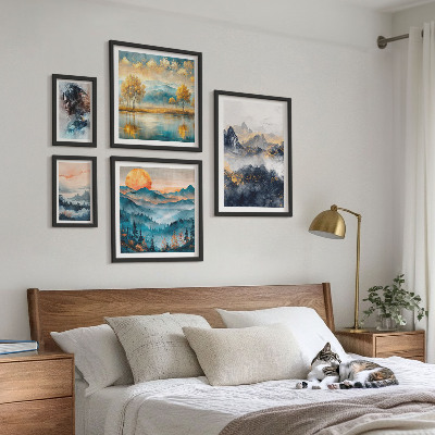 Pared galería de arte Paisajes de montaña y retratos