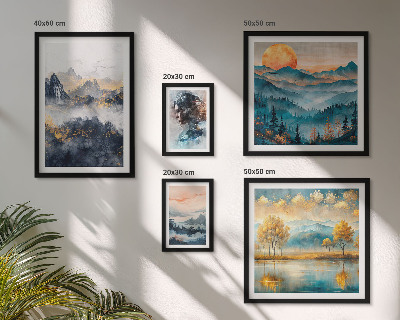 Pared galería de arte Paisajes de montaña y retratos