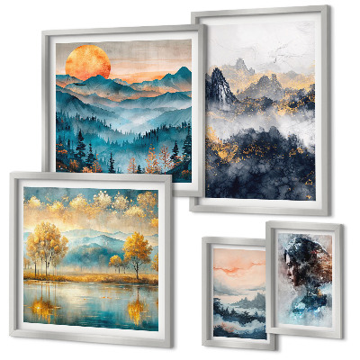 Pared galería de arte Paisajes de montaña y retratos