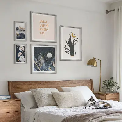 Conjunto de cuadros decorativos con estilo bohemio, naturaleza y mensajes