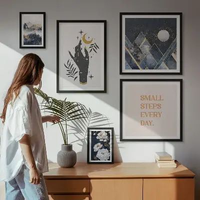 Conjunto de cuadros decorativos con estilo bohemio, naturaleza y mensajes