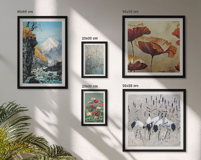 Conjunto de cuadros decorativos Paisajes con flores y montañas
