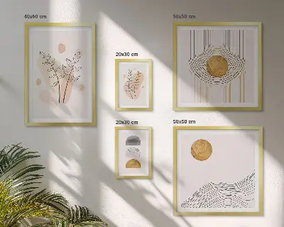 Pared galería de arte con diseño de plantas minimalistas