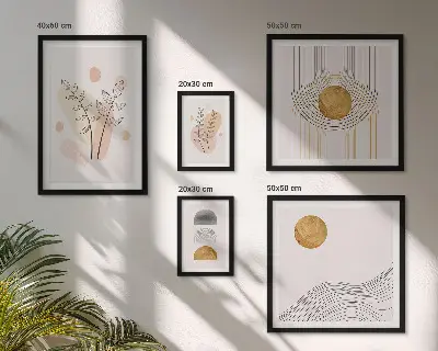 Pared galería de arte con diseño de plantas minimalistas