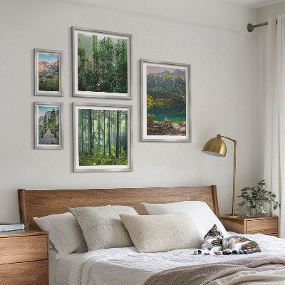 Set de 5 cuadros para salón Paisajes de montaña y bosques