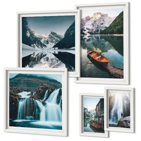 Pared galería de arte cascadas de lago de montaña