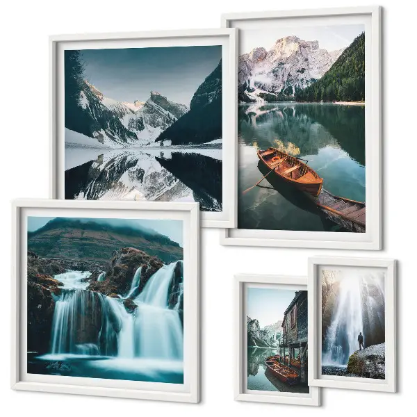 Cuadro de galería de arte cascadas en un lago de montaña