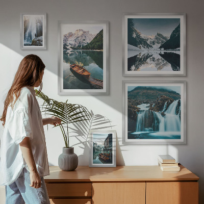 Pared galería de arte cascadas de lago de montaña