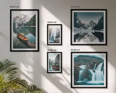 Cuadro de galería de arte cascadas en un lago de montaña