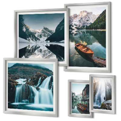 Pared galería de arte cascadas de lago de montaña
