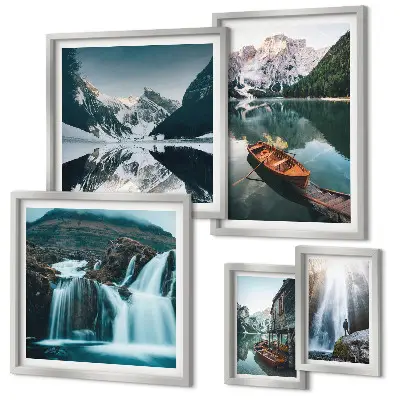 Cuadro de galería de arte cascadas en un lago de montaña