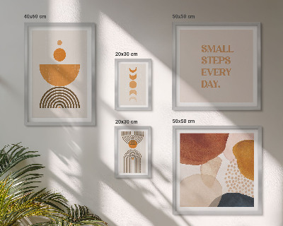 Set de 5 cuadros para salón Gráficos elegantes en tonos tierra.