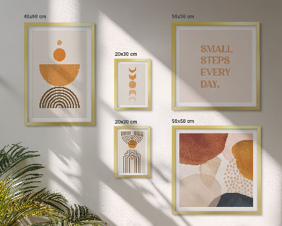 Set de 5 cuadros para salón Gráficos elegantes en tonos tierra.