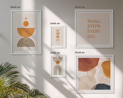 Set de 5 cuadros para salón Gráficos elegantes en tonos tierra.