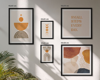 Set de 5 cuadros para salón Gráficos elegantes en tonos tierra.