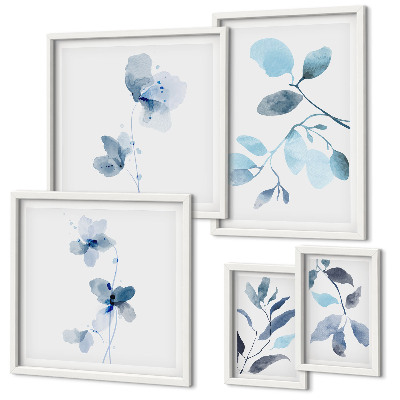 Pared galería de arte detalles de plantas azules
