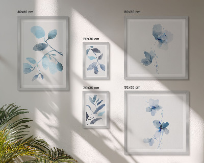 Pared galería de arte detalles de plantas azules