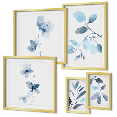 Pared galería de arte detalles de plantas azules