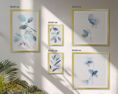 Pared galería de arte detalles de plantas azules