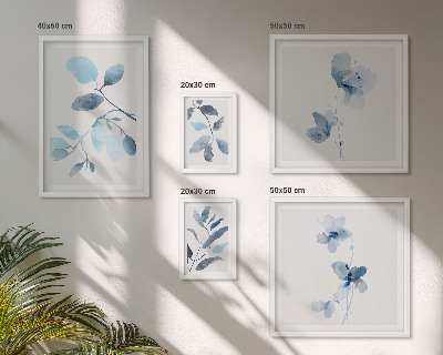 Pared galería de arte detalles de plantas azules