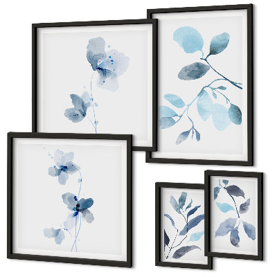 Pared galería de arte detalles de plantas azules