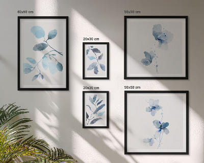 Pared galería de arte detalles de plantas azules