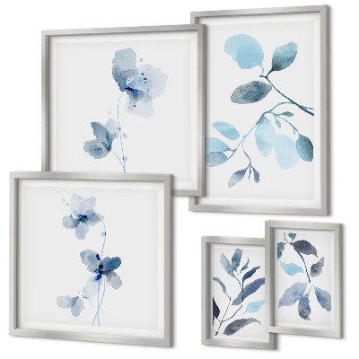 Pared galería de arte detalles de plantas azules