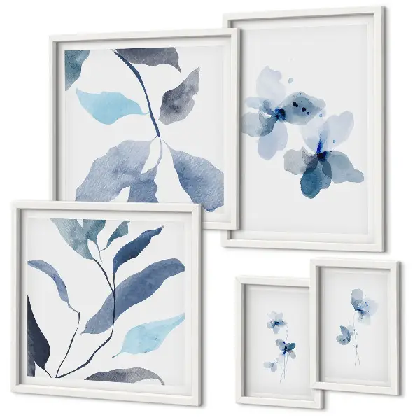 Conjunto de cuadros decorativos con diseño de flores en acuarela
