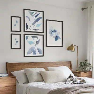 Conjunto de cuadros decorativos con diseño de flores en acuarela