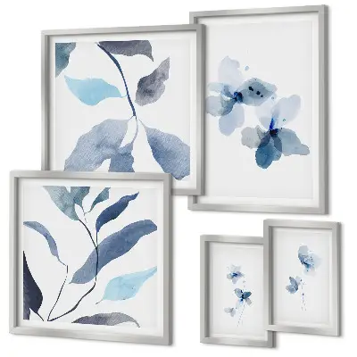 Conjunto de cuadros decorativos con diseño de flores en acuarela