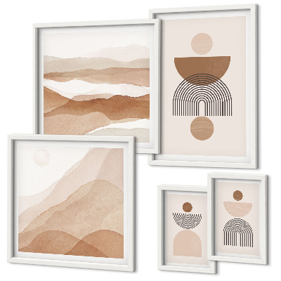 Set de 5 cuadros para salón composiciones abstractas de la tierra
