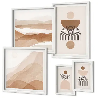 Set de 5 cuadros para salón con composiciones abstractas de la tierra