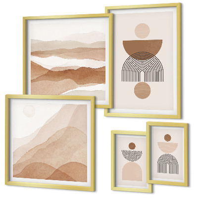 Set de 5 cuadros para salón composiciones abstractas de la tierra
