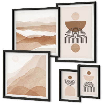 Set de 5 cuadros para salón composiciones abstractas de la tierra