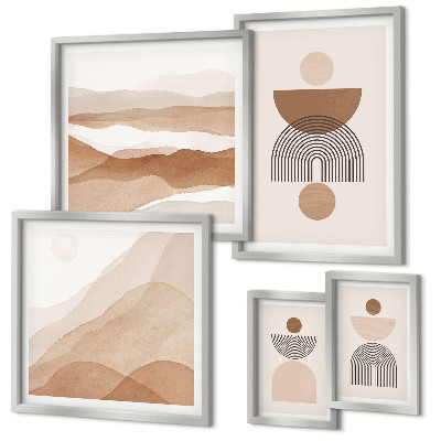 Set de 5 cuadros para salón composiciones abstractas de la tierra