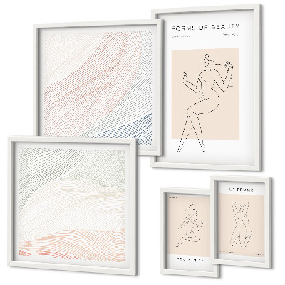 Pared galería de arte Formas de belleza, líneas de silueta