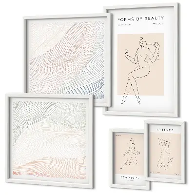 Pared galería de arte formas de belleza y líneas de silueta