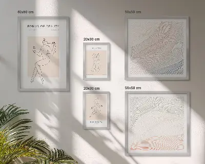 Pared galería de arte formas de belleza y líneas de silueta
