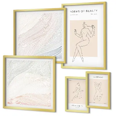 Pared galería de arte formas de belleza y líneas de silueta