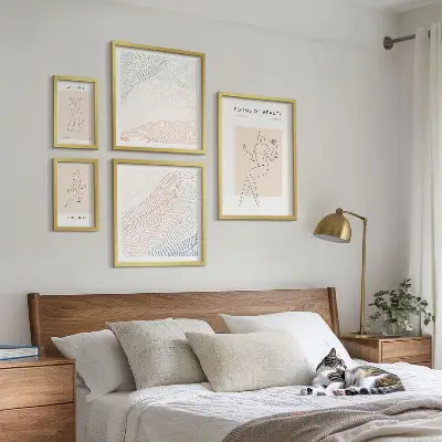 Pared galería de arte formas de belleza y líneas de silueta
